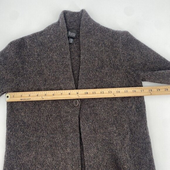 Eileen Fisher PM Merino Wool Blend Cardigan Brown Short Sleeve med petite - Picture 8 of 8